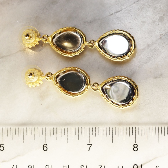 Vintage Ruby, Emerald & Blue Sapphire in Gold Setting Luxurious Pierced Earrings - Picture 9 of 12